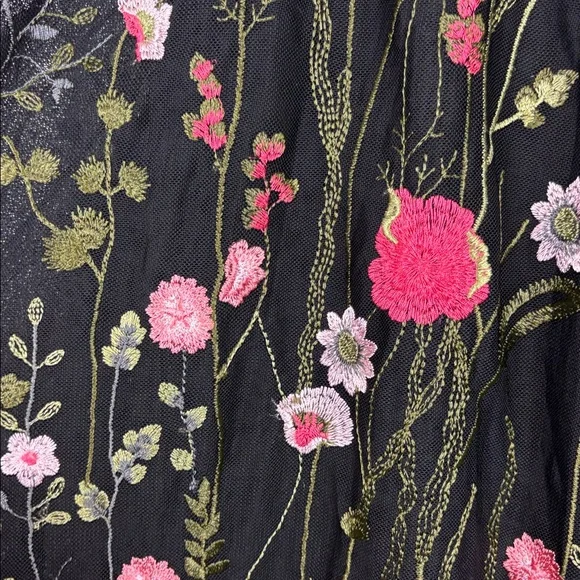 Anthropologie Moulinette Soeurs black floral embroidered maxi skirt sz med - Picture 5 of 8